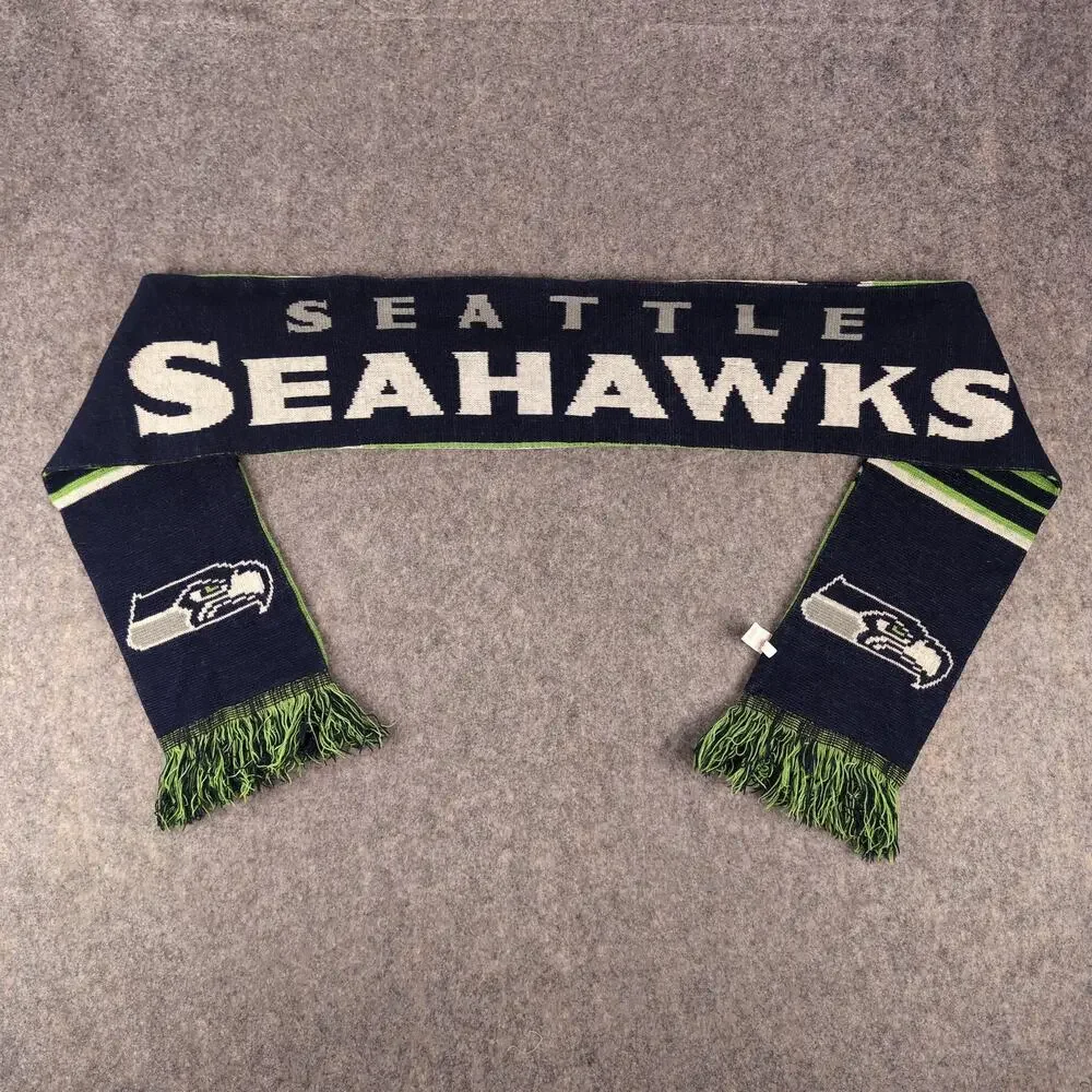 Seattle Seahawks Scarf Mens One Size Blue Green NFL Football Reversible Knit